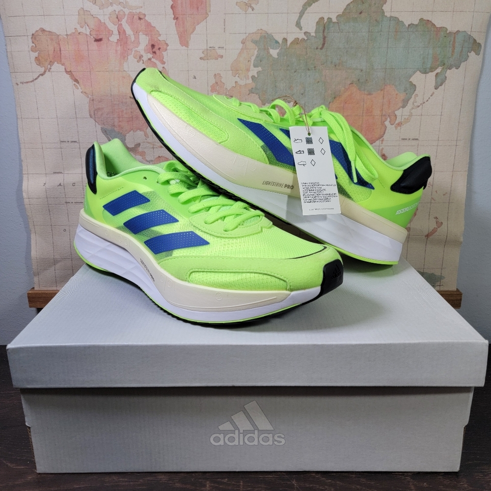BRAND NEW Adidas Adizero Boston 10 Signal Green Blue White Men's Size 11.5